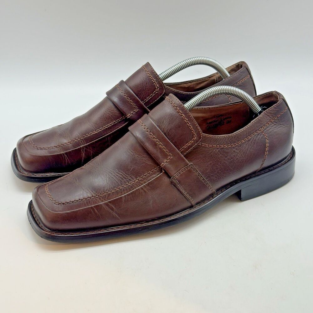 Fratelli Select Quality Leather Loafers Men's 9M Brown Square Toe Dress Shoes